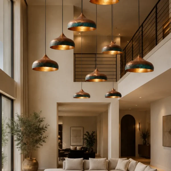 2 Oxidized Copper Pendant Light