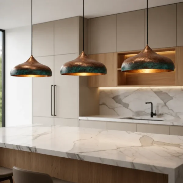 3 Oxidized Copper Pendant Light