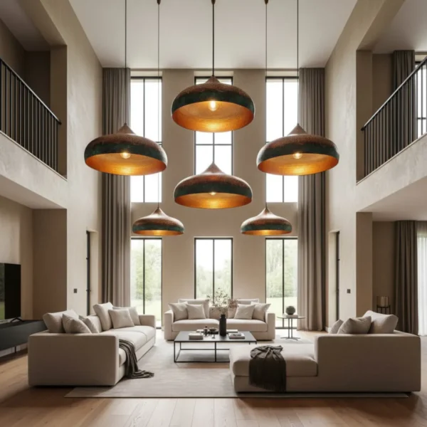 5 Oxidized Copper Pendant Light